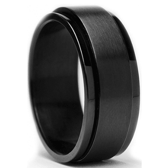 DESIGNICE Rings for Women,Modern Stainless Steel Rings for Relaxation,Spinning Fidget Ring for Easing Anxiety,Comfortable Thumb Ring for Everyday Comfort,Black 6