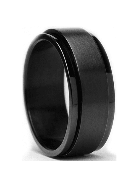 Rings for Women,Modern Stainless Steel Rings for Relaxation,Spinning Fidget Ring for Easing Anxiety,Comfortable Thumb Ring for Everyday Comfort,Black 9