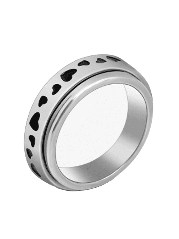 Rings for Women,Sleek Stainless Steel Rings for Anxiety Relief,Practical Fidget Ring for Stress Management,Customizable Thumb Ring for Personal Touch,Heart 6