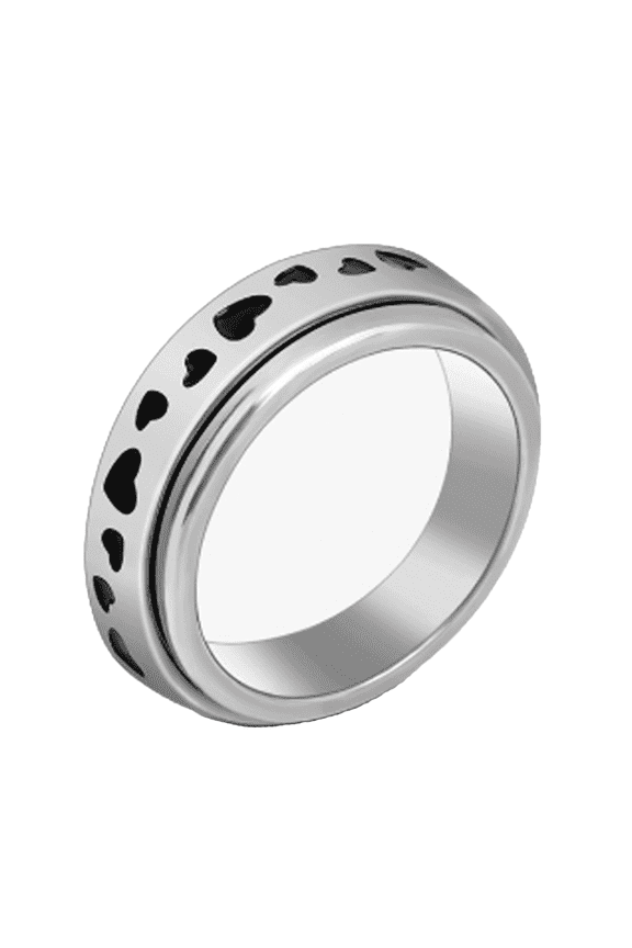 Rings for Women,Sleek Stainless Steel Rings for Anxiety Relief,Practical Fidget Ring for Stress Management,Customizable Thumb Ring for Personal Touch,Heart 6