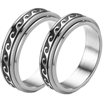 DESIGNICE Rings for Women,Comfortable Fit Design Stainless Steel Rings for Women,Rotating Stress-Relief Design Fidget Ring,Wave 6