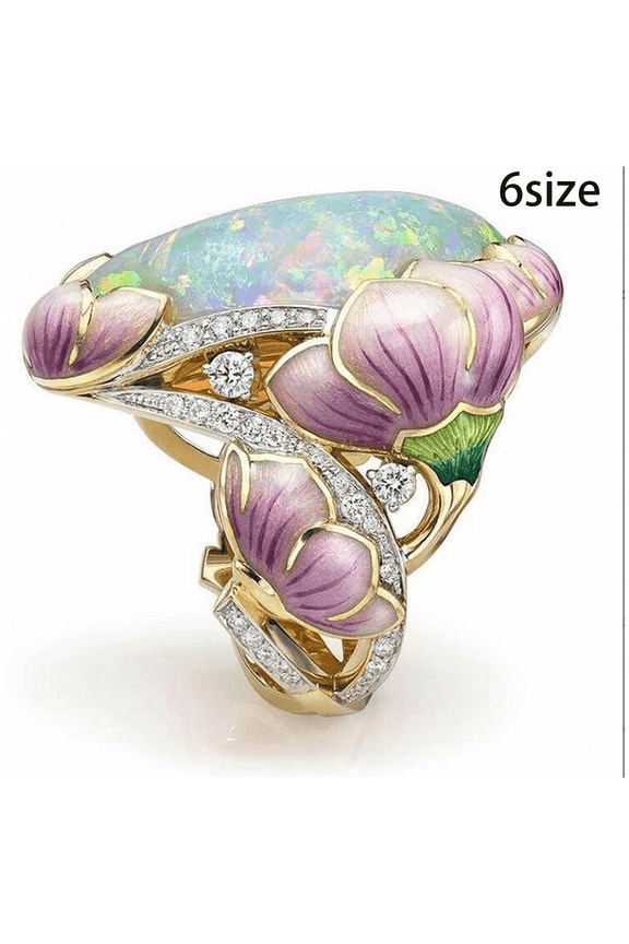 Rings for Women Floral Shape Wedding Bands Suitable for Parties Fake Engagement Ring Rize 6