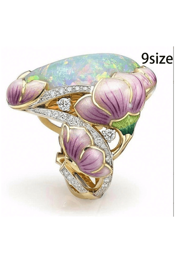 Rings for Women Floral Shape Wedding Bands Suitable for Parties Fake Engagement Ring Rize 9