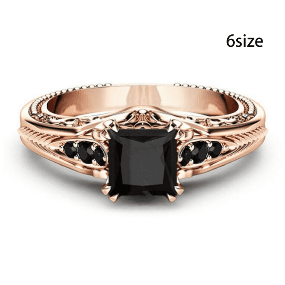 DESIGNICE Rings for Women Gradient Color Engagement Rings for Us Black Gemstone Cubic Zirconia Ring Size 6