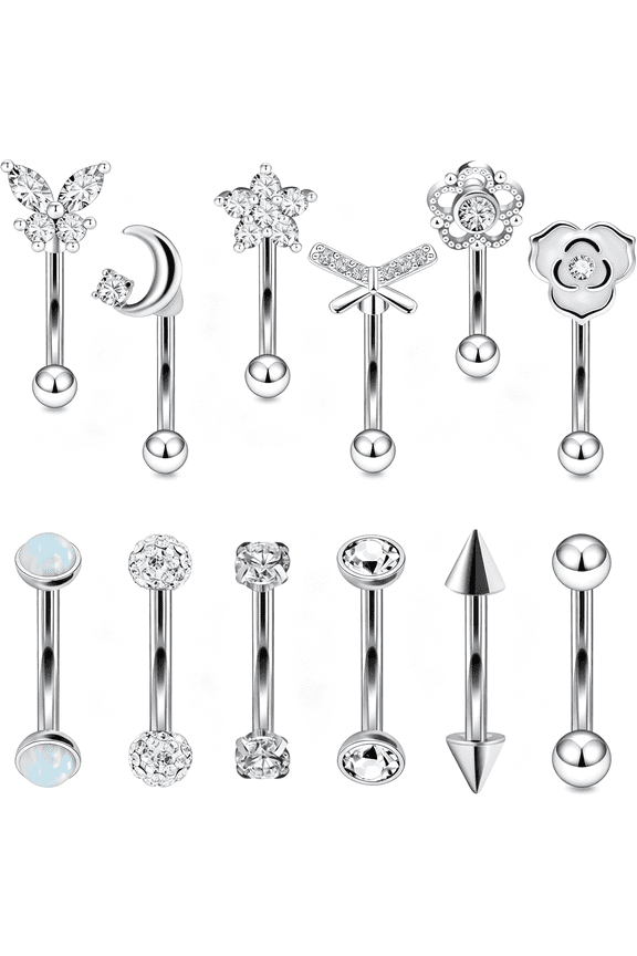 Rook Daith Piercing Jewelry 16G Stainless Surgical Steel Curved Barbell Eyebrow Rings Vertical Labret Lip Piercing Jewelry Rook Daith Earrings for Women Men 6Mm 8Mm 10Mm Hypoallergenic