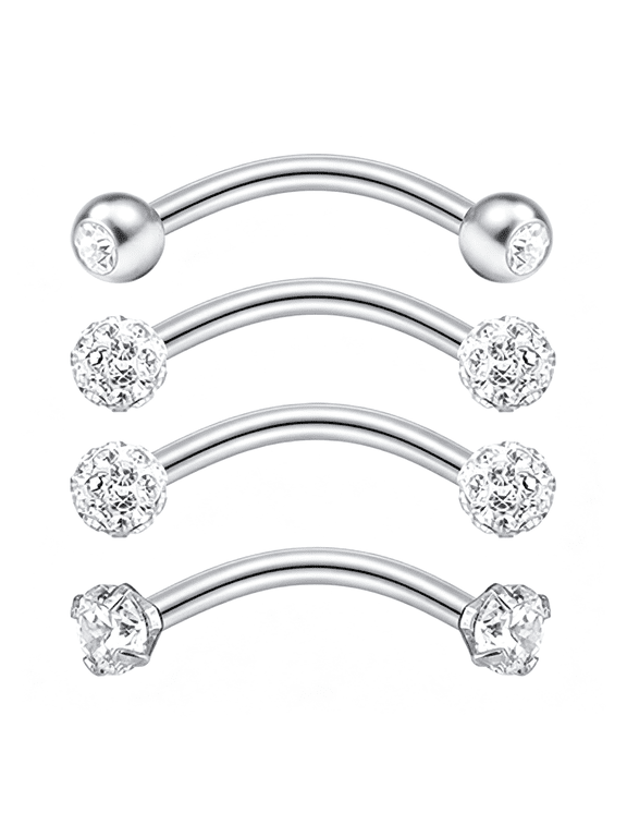 Rook Piercing Jewelry Rook Earrings for Women Eyebrow Rings Surgical Steel Vertical Labret Jewelry 16G 14G Curved Barbell Snug Daith Surface Tragus Piercing Jewelry Silver Gold