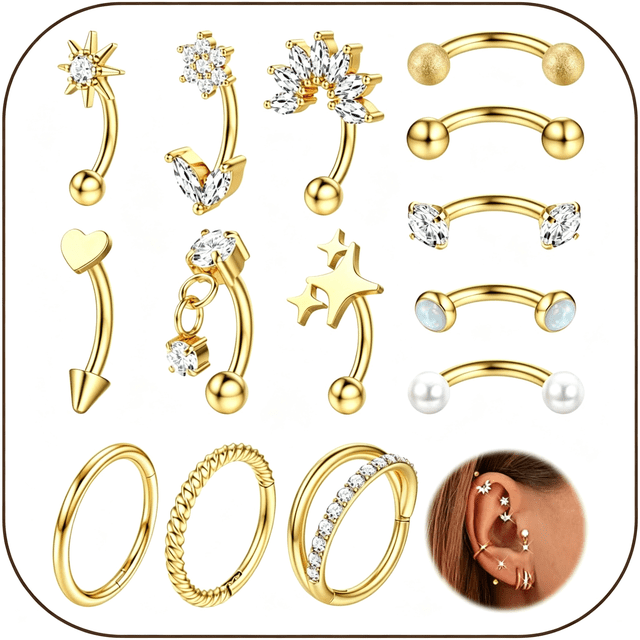 DESIGNICE 16G Rook Piercing Jewelry Surgical Steel Vertical Labret Lip ...