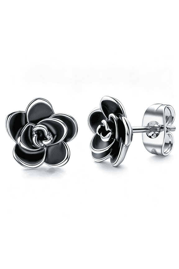 Rose Flower Stud Earrings for Women Sensitive Ears,Hypoallergenic Cute Gold and Silver Rose Flower Earrings Studs for Women Nickel Free