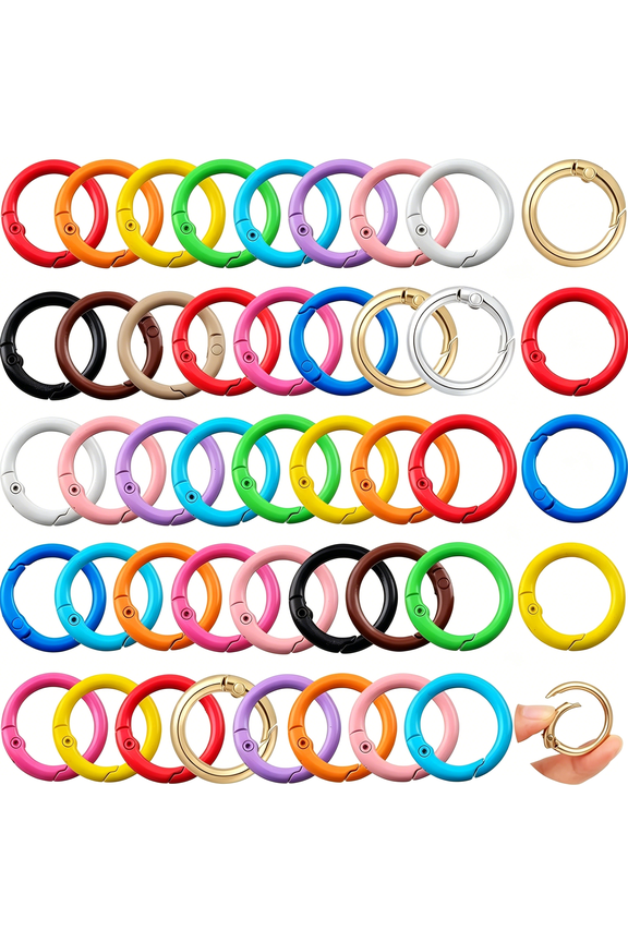 Round Carabiner Clip Bulk 48Pcs 1 Inch Colorful Circle Carabiner Key Ring Clips Spring O Rings Clips for Bag Charm Purse Lanyard Diy Keychain Making Supplies(Multicolor,1 Inch)