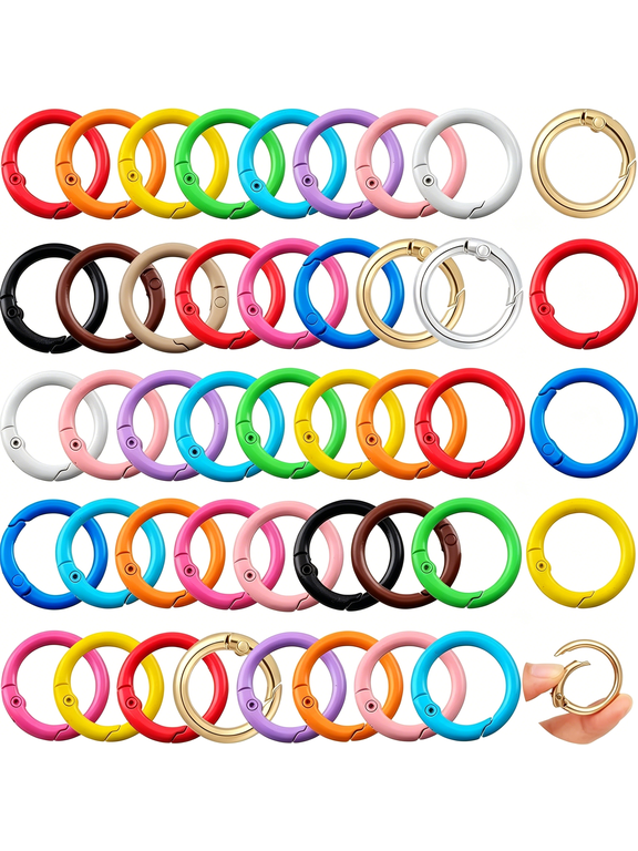 Round Carabiner Clip Bulk 48Pcs 1 Inch Colorful Circle Carabiner Key Ring Clips Spring O Rings Clips for Bag Charm Purse Lanyard Diy Keychain Making Supplies(Multicolor,1 Inch)