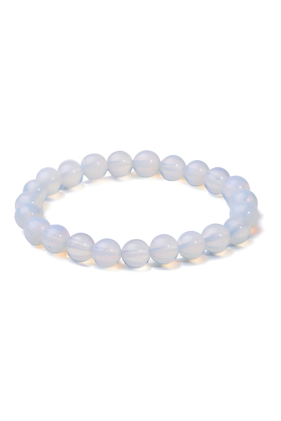 Round Crystal Moonstone Beaded Bracelet Crystal Bracelet 8 Mm