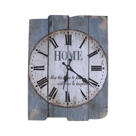 DESIGNICE Rustic Square Wooden Wall Clock, Farmhouse Shabby Chic Decor with Roman Numerals, Battery Operated Vintage Timepiece for Kitchen, Living Room, Bedroom, and Cafe