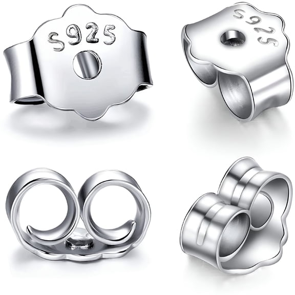 DESIGNICE S925 Sterling Silver Earring Backs Replacements for Posts,12Pcs/6Pairs Pierced Earring Backings Secure for Studs,Hypoallergenic Safety Locking Butterfly Ear Ring Stoppers 5.7X4.6X3mm