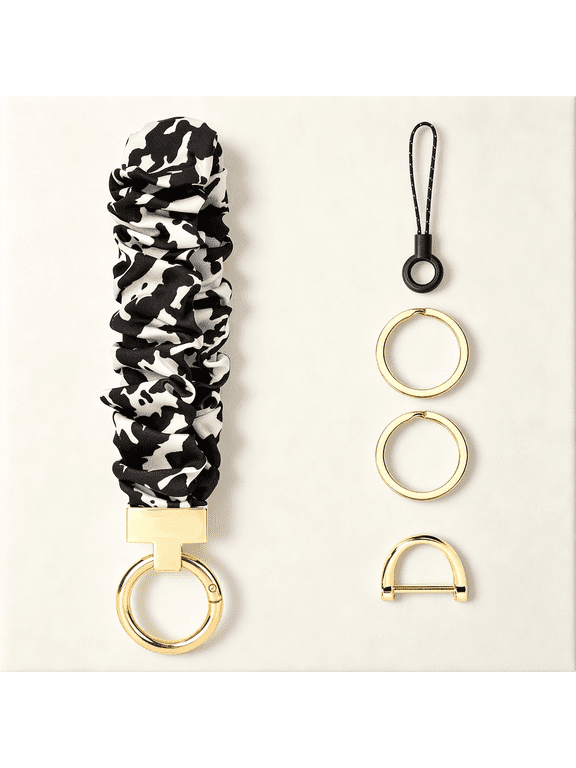 Scrunchie Wristlet Keychain for Women and Car Keys | Soft Scrunchie Wristlet with Strong Elastic and D Ring for Car Keys, Work, Travel, Shopping, and Gifts