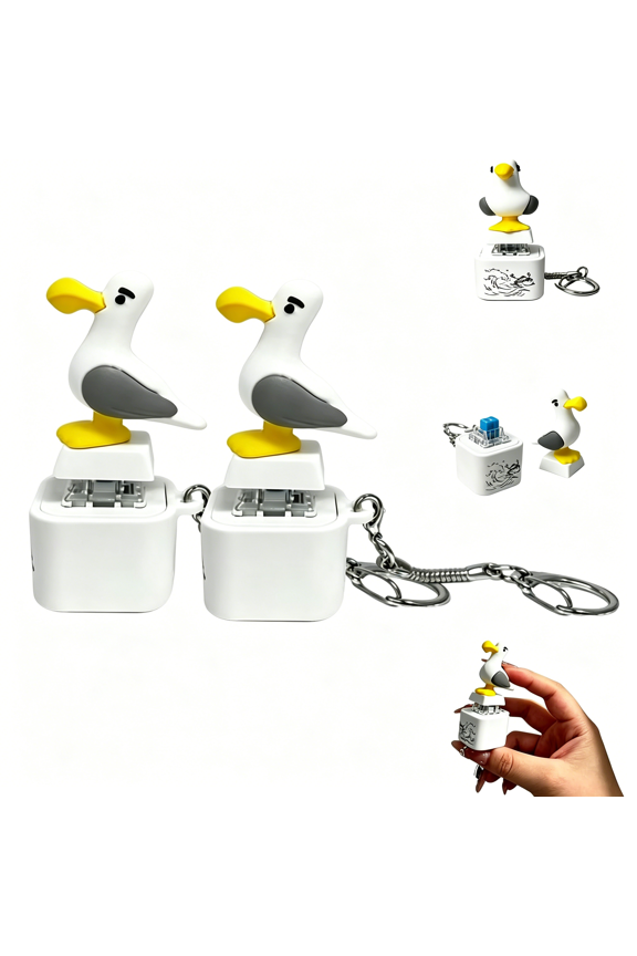 Seagull Mine Keychain, Seagull Mine Button Keychain, Seagull Button Desk Toy, Adults Keyboard Clicker for Fun& Stress Relief