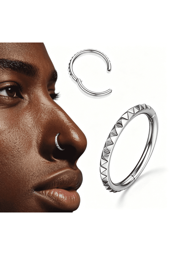 Segment Nose Rings Hoops-316L Surgical Steel Nose Piercings Pyramid Septum Rings Lip Daith Conch Jewelry