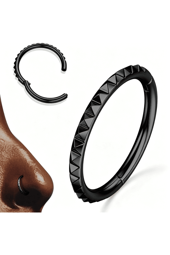 Segment Nose Rings Hoops-316L Surgical Steel Nose Piercings Pyramid Septum Rings Lip Helix Daith Conch Jewelry