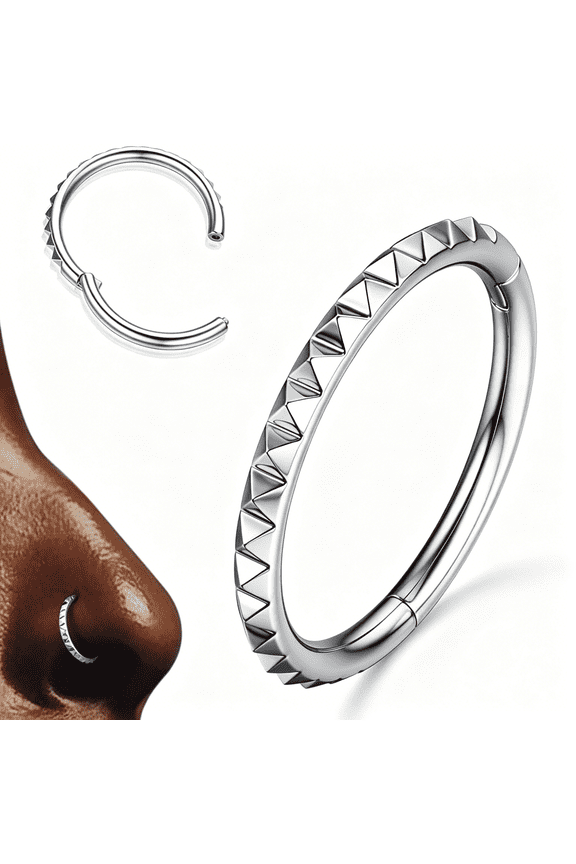 Segment Nose Rings Hoops-316L Surgical Steel Nose Piercings Pyramid Septum Rings Lip Helix Daith Conch Jewelry