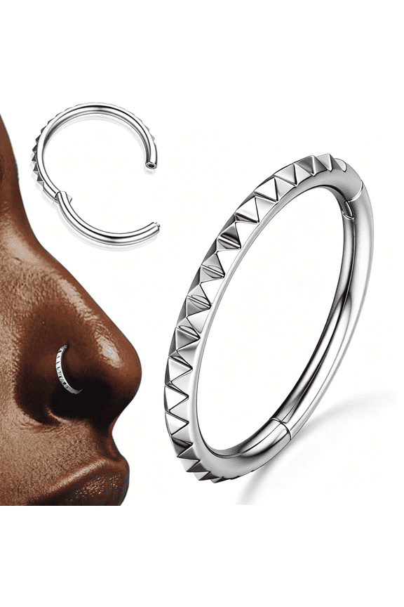 Segment Nose Rings Hoops-316L Surgical Steel Nose Piercings Pyramid Septum Rings Lip Helix Daith Conch Jewelry