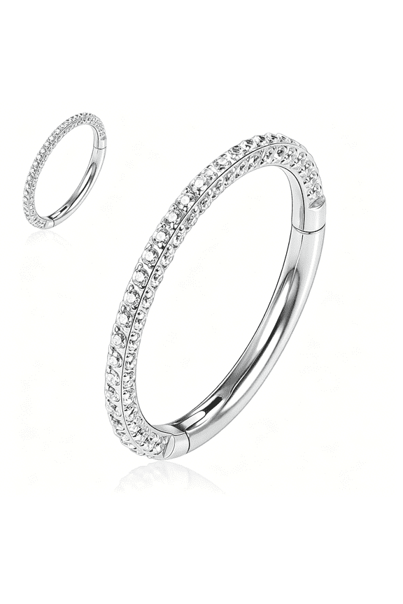 Septum Clicker Conch Piercing Jewelry 16 Gauge Earrings Hoop 20G Ring Nose Hoops Surgical Steel Lip Rings with 3 Sides Cz Helixrook Cartilage Earrings