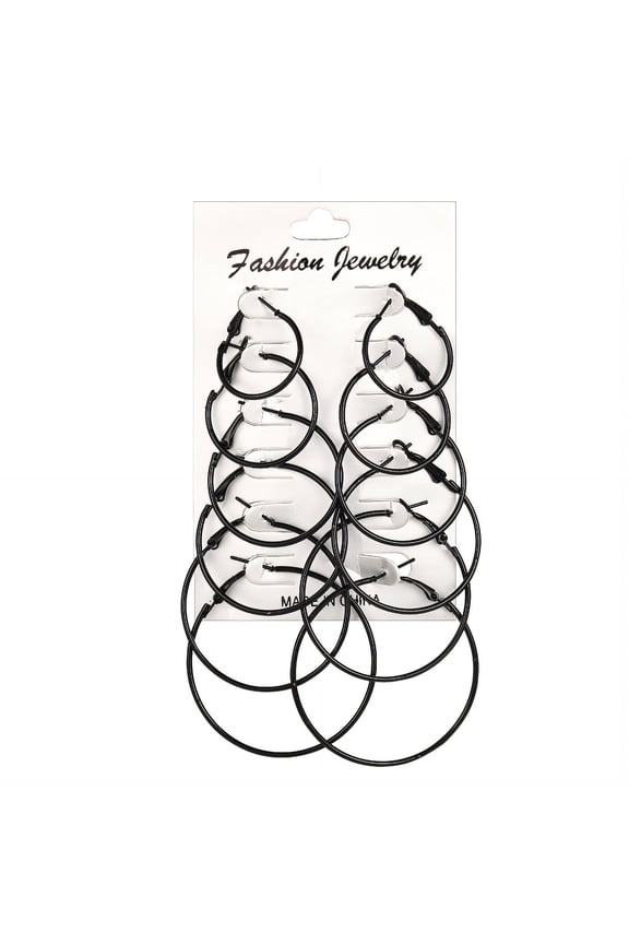 Set Hoop Earrings Women Exaggerated Earrings Black Earrings for Women Hypo Allergenic Earrings for Women Hoops Black