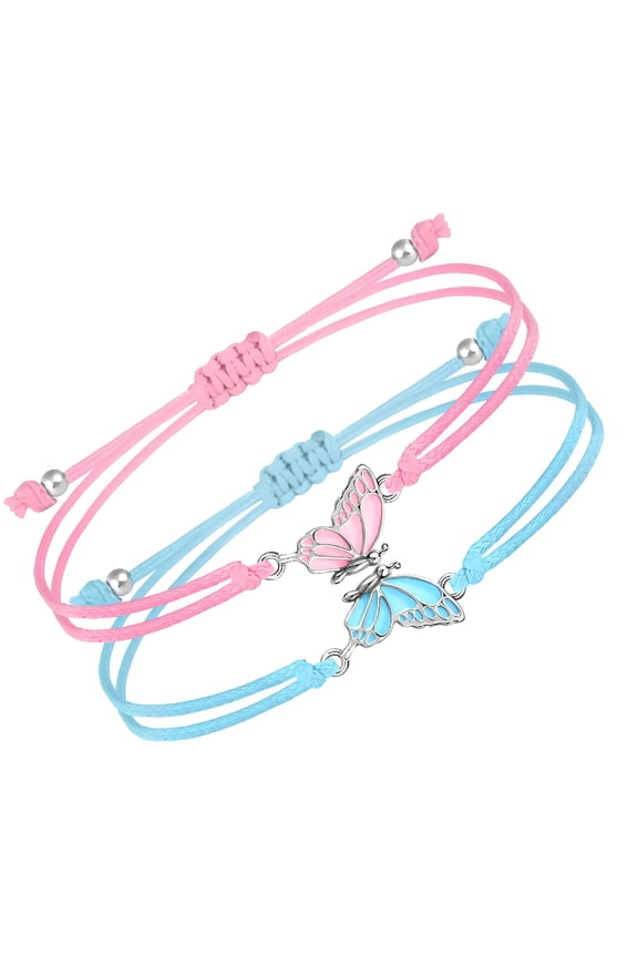 Set of 2 Matching Friendship Bracelets for Children Girls Braided Rope Handchain Fashion Wrist Accessories for Bestie Matching Bracelets