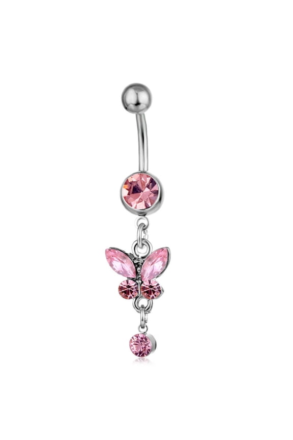 Sexy Butterfly Bow Belly Navel Ring Pearl Body Piercing for Women Girls Jewelry Blue Fashion Jewelry Accessory Gift Party