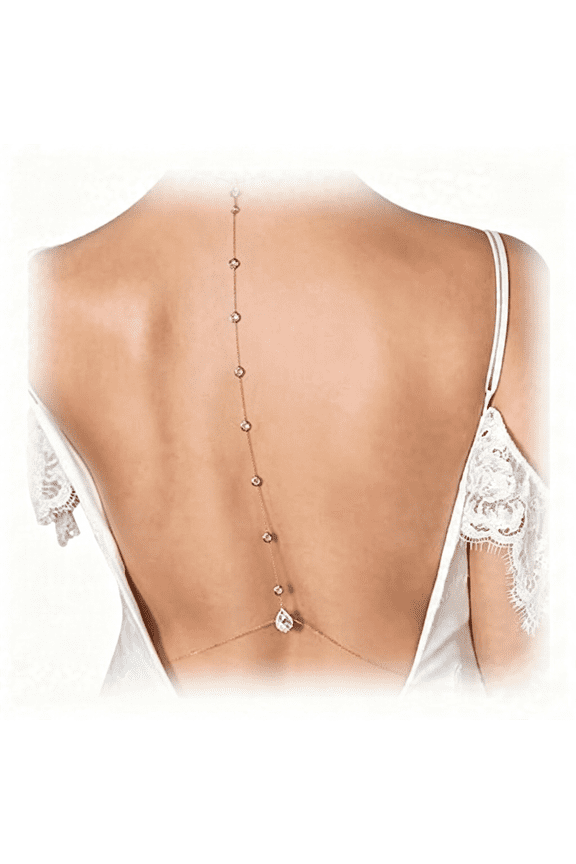 Sexy Rhinestone Back Chain Necklace for Backless Dress Bridal Wedding Rhinestone Backdrop Chain Jewelry Crystal Simple Waist Chain Jewelry for Women Shoulder Chain