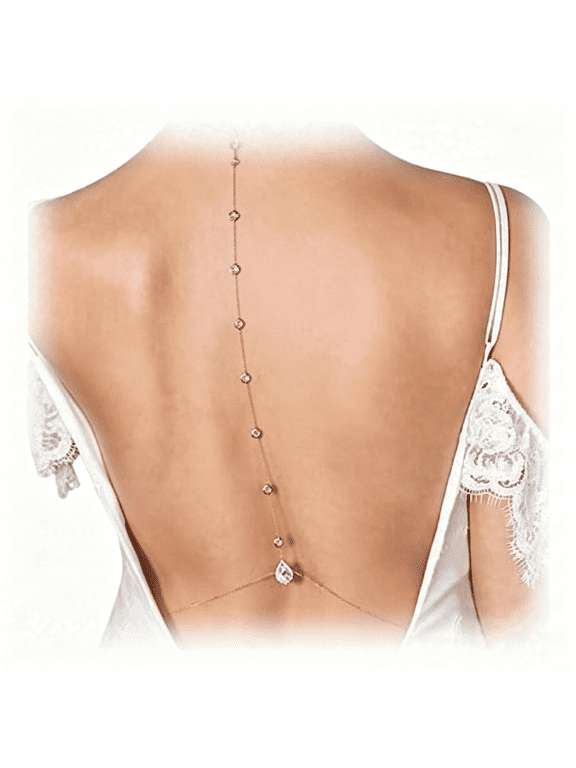 Sexy Rhinestone Back Chain Necklace for Backless Dress Bridal Wedding Rhinestone Backdrop Chain Jewelry Crystal Simple Waist Chain Jewelry for Women Shoulder Chain