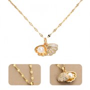 DESIGNICE Shell Necklace Simulated Pearl Sparkle Beach Necklace Golden Contrast Boho Necklace