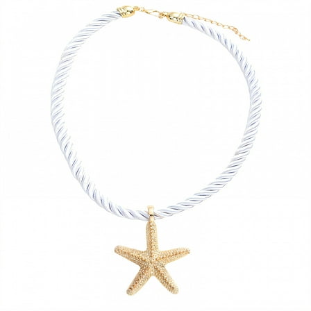 DESIGNICE Shell Necklace Sparkling Shine Starfish Necklace Ocean Vibe Boho Necklaces for Women Gold