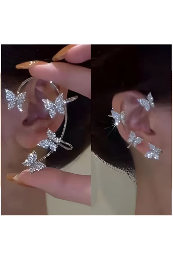 Shining Butterfly Ear Cuffs Zircon Butterfly Earrings for Women Ear Cuffs for Women Non Piercing Ear Wrap Around Earrings