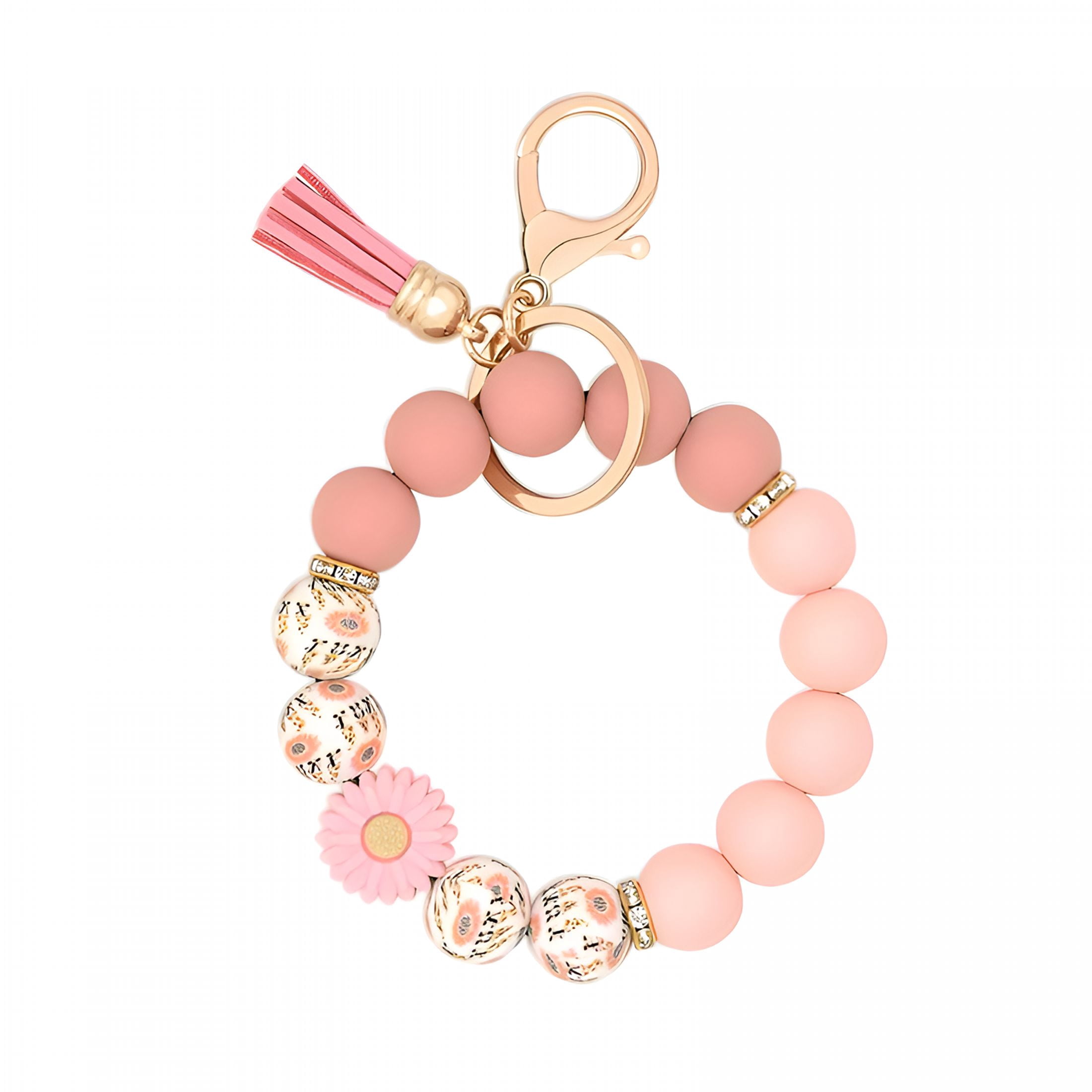 DESIGNICE Silicone Beaded Keychain Wristlet Key Ring Bracelet Cute Car ...