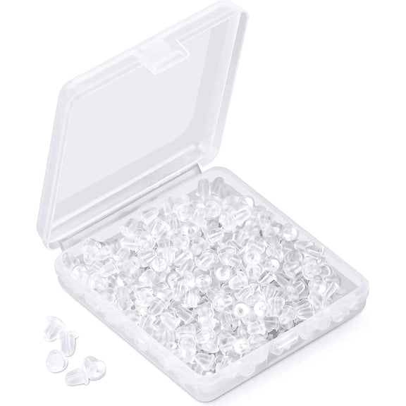 DESIGNICE Silicone Earring Backs 1200 Pcs Soft Clear Ear Safety Back Pads  Diameter 4Mm,Secure Comfortable Hold for Earrings