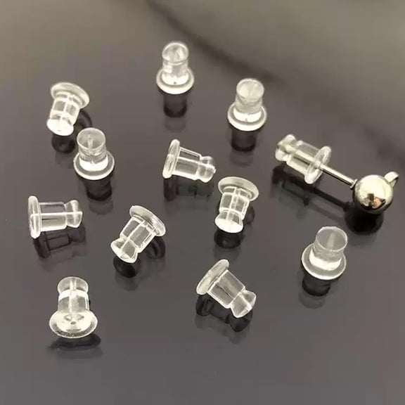 DESIGNICE Silicone Earring Backs, Clear Hypoallergenic Replacement Stoppers for Stud Post Hoop Fishhook Earrings, 100 Pack