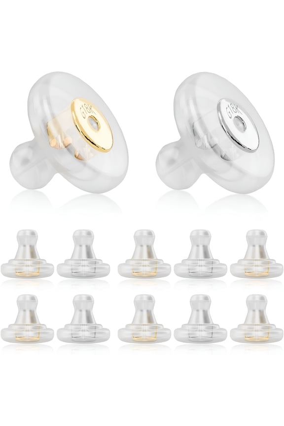 Silicone Earring Backs,Gold Secure Locking Design for Studs,Hypoallergenic Replacement for Droopy Ears,No-Irritation Earring Backs for Men and Women (12 Pcs)