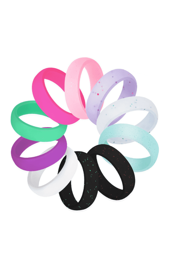 Silicone Ring,Radiant Rings for Women,Smooth Men's Silicone Wedding Band,Comfortable Silicone Wedding Bands for Women,10