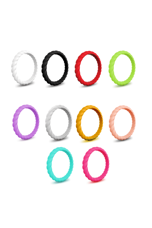 Silicone Ring,Twisted Braid Design Rings for Women,Soft Flexible Men's Silicone Wedding Band,Hypoallergenic Silicone Wedding Bands for Women for Sensitive Skin,4