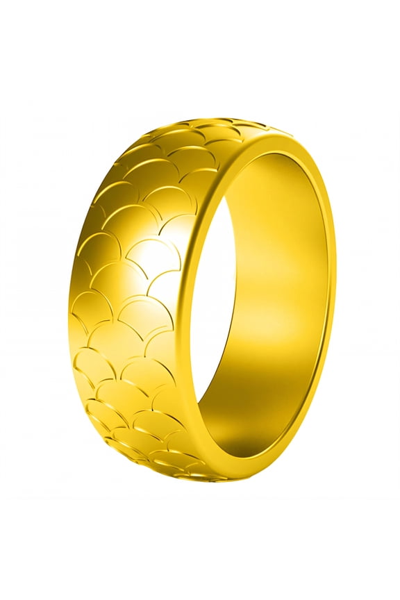 Silicone Rings for Him,Smooth Fit Men Silicone Wedding Bands,Muted Surface Rubber Rings,Gold