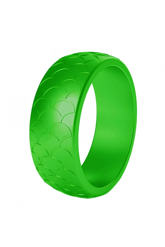 Silicone Rings for Him,Soft-Skin Fit Men Silicone Wedding Bands,Muted Surface Rubber Rings,Green