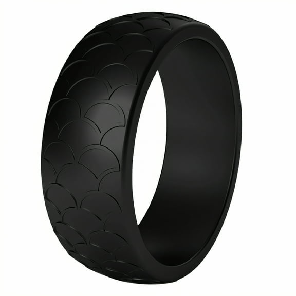 DESIGNICE Silicone Rings for Him,Bare-Skin Touch Rubber Rings,Elastic Structure Men Silicone Wedding Bands,Black