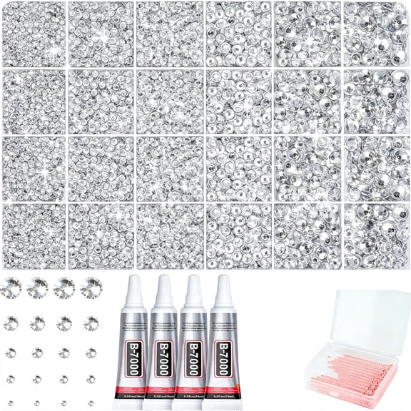 DESIGNICE Silver Bedazzler Kit with Rhinestones,35000Pcs Multi Size Rhinestones for Bedazzling,Nail Gems with B7000 Glue,Diamond Art Glitter Sequins Craft Set