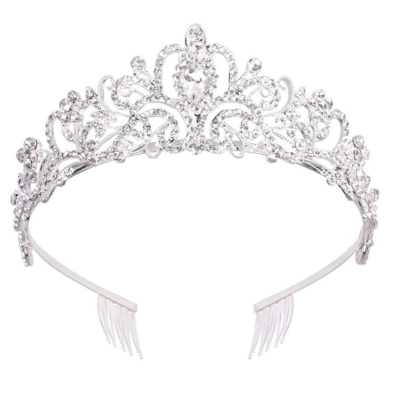 DESIGNICE Silver Crystal Tiara Crowns For Women Girls Princess Elegant Crown with Combs Women's Headbands Bridal Wedding Prom Birthday Party Headbands