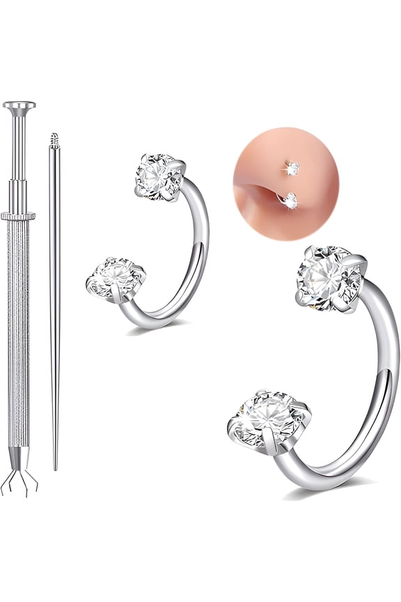 Silver Gold Nose Studs 18G 20G 22G Threadless Nose Ring Screw Corkscrew Nostril Piercing Jewelry for Women Men 16G Flat Back Tragus Helix Cartilage Earring Stud 6Mm 8Mm Labret Jewelry