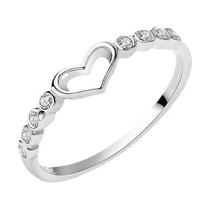 DESIGNICE Silver Rings,Fashion and Elegance Combined Rings for Women,Heart-Shaped Design Womens Rings,8