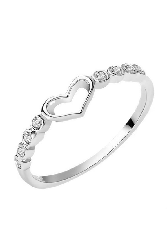 Silver Rings,Fashion and Elegance Combined Rings for Women,Heart-Shaped Design Womens Rings,8