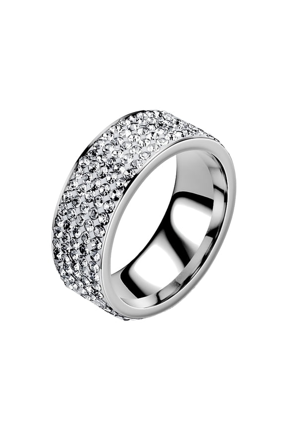 Silver Rings for Women Five Diamond Ring Fashion Stainless Steel Couple Ring Jewelry Engagement Rings for Women Silver Rings (Silver,10)