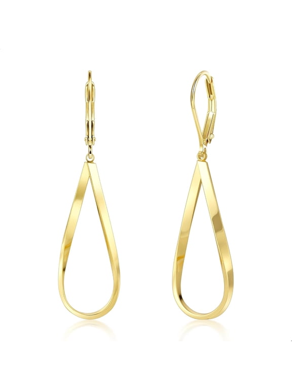 Silver Teardrop Leverback Earrings for Women Trendy Waterdrop Drop Twisted Dangle Earrings Jewelry 14K Gold Plated Hypoallergenic Boho Leverback Dangle Earring