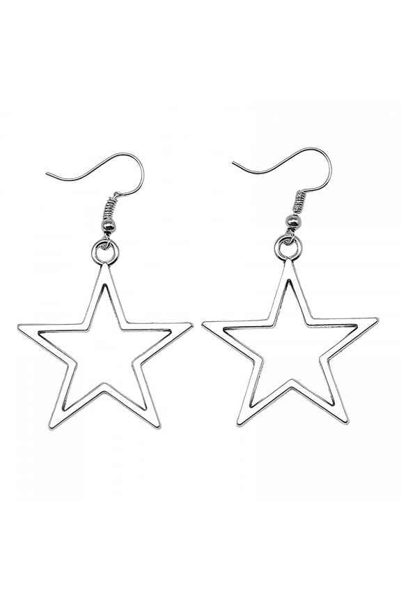 Simple Fashion Large Star Pendant Earrings for Women Hollow Out Star Drop Dangle Earrings Silver Ear Hook Jewelry Birthday Gift Star Earrings
