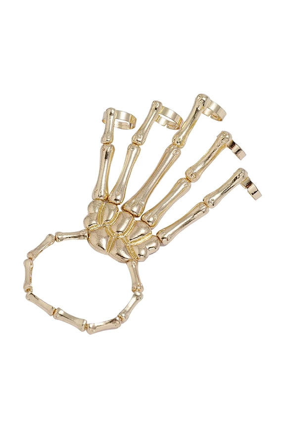 Skeleton Hand Bracelet Halloween Hand Bone Skeleton Elastic Bracelet Metal Ghost Hand Bracelet Adjustable Skull Fingers Wristband for Men Women Cosplay Halloween Jewelry